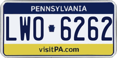 PA license plate LWO6262