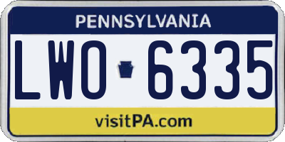 PA license plate LWO6335