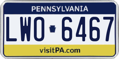 PA license plate LWO6467
