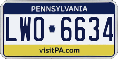 PA license plate LWO6634