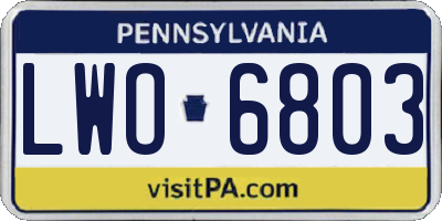 PA license plate LWO6803