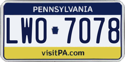 PA license plate LWO7078