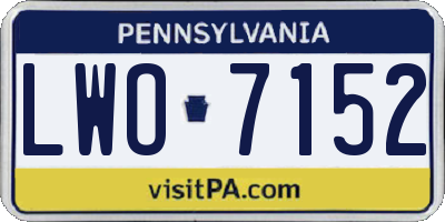 PA license plate LWO7152