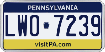 PA license plate LWO7239