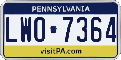 PA license plate LWO7364