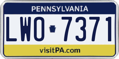 PA license plate LWO7371