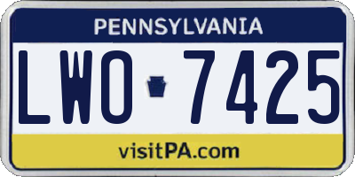 PA license plate LWO7425