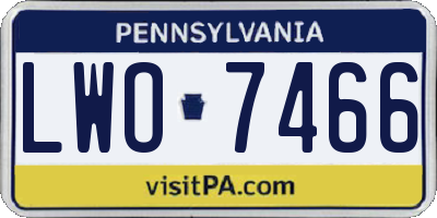 PA license plate LWO7466