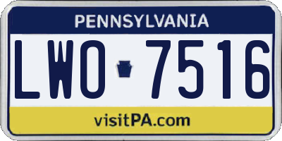 PA license plate LWO7516
