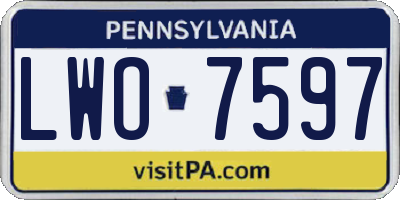 PA license plate LWO7597