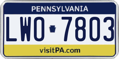 PA license plate LWO7803