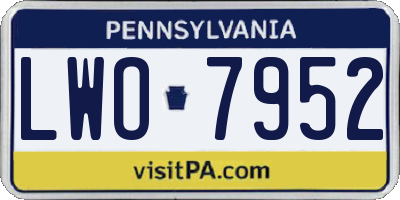 PA license plate LWO7952