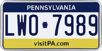 PA license plate LWO7989
