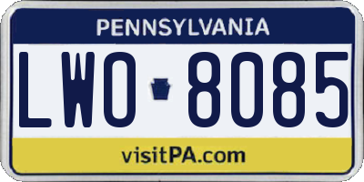 PA license plate LWO8085