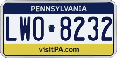 PA license plate LWO8232