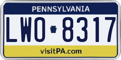 PA license plate LWO8317