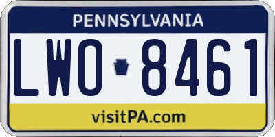 PA license plate LWO8461