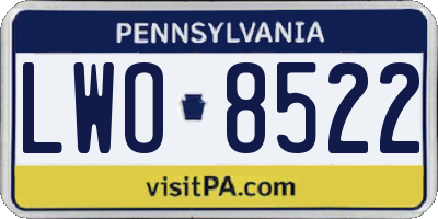 PA license plate LWO8522