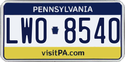 PA license plate LWO8540