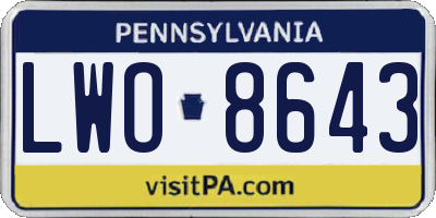 PA license plate LWO8643