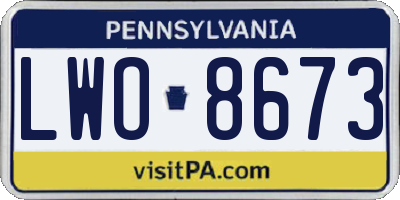 PA license plate LWO8673