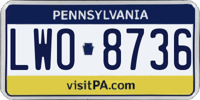 PA license plate LWO8736