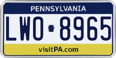 PA license plate LWO8965