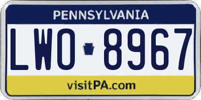 PA license plate LWO8967