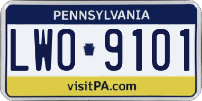 PA license plate LWO9101