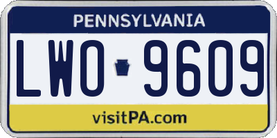 PA license plate LWO9609