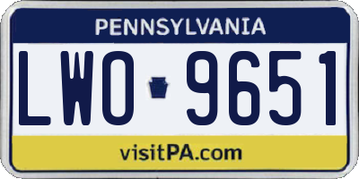 PA license plate LWO9651
