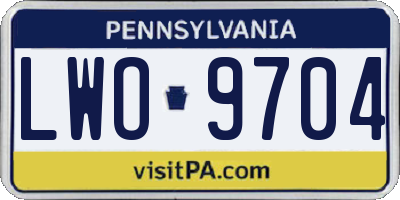 PA license plate LWO9704