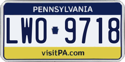 PA license plate LWO9718