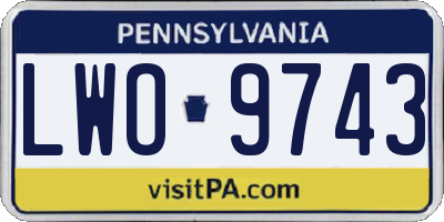 PA license plate LWO9743