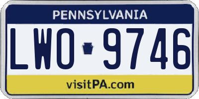 PA license plate LWO9746