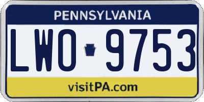 PA license plate LWO9753