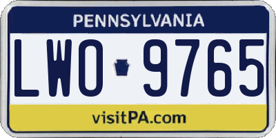 PA license plate LWO9765