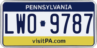 PA license plate LWO9787