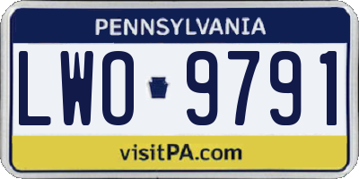 PA license plate LWO9791