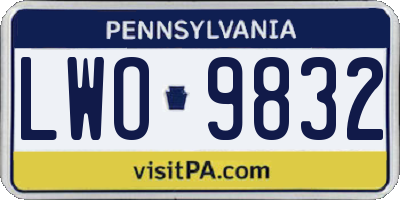PA license plate LWO9832