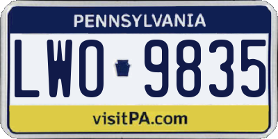 PA license plate LWO9835