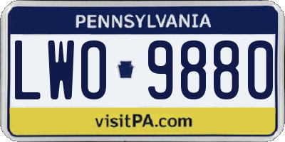 PA license plate LWO9880