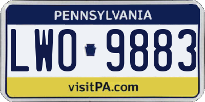 PA license plate LWO9883