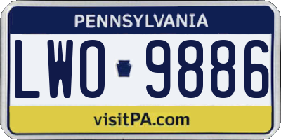 PA license plate LWO9886