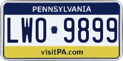 PA license plate LWO9899
