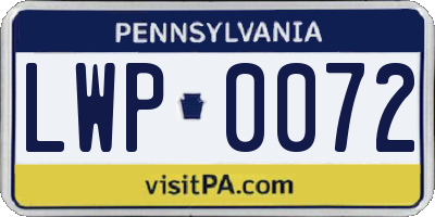 PA license plate LWP0072