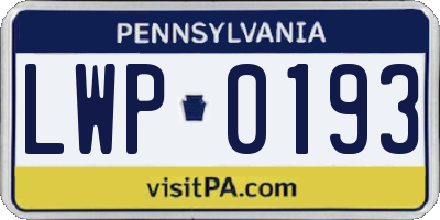 PA license plate LWP0193