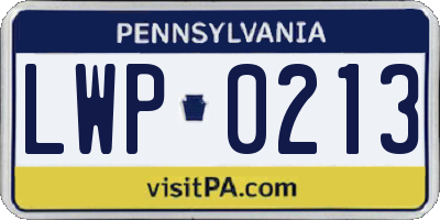 PA license plate LWP0213