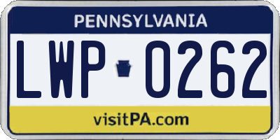 PA license plate LWP0262