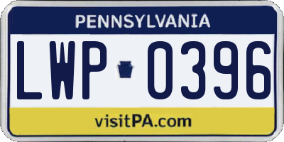 PA license plate LWP0396